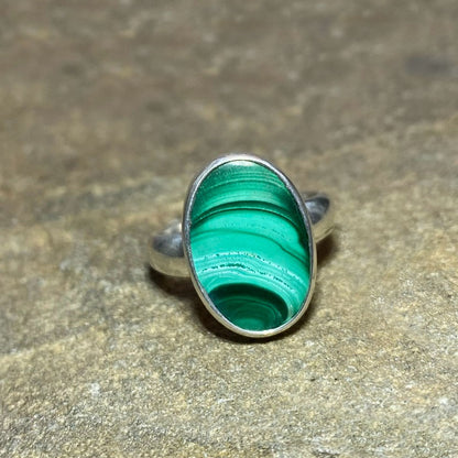 Oval Malachite Ring- Size 7.5