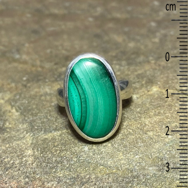 Oval Malachite Ring- Size 8.5