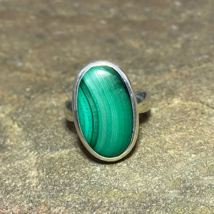 Oval Malachite Ring- Size 8.5