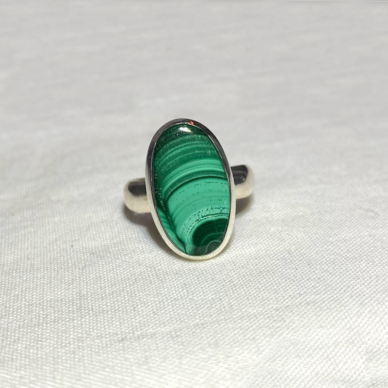 Oval Malachite Ring- Size 8