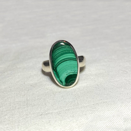 Oval Malachite Ring- Size 8