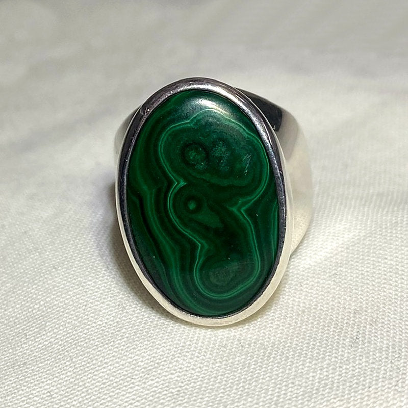 Oval Malachite Ring- Size 8