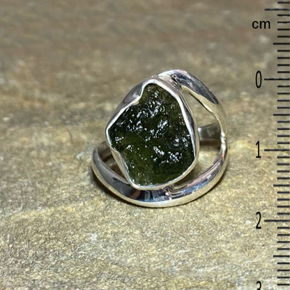 Raw Moldavite Ring- Size 7.5