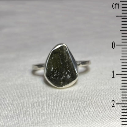 Natural Moldavite Ring- Size 9.5