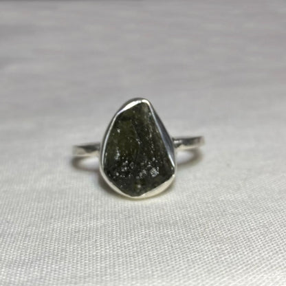 Natural Moldavite Ring- Size 9.5