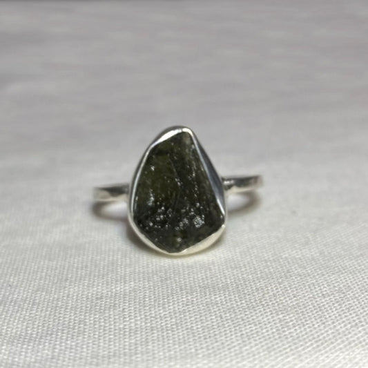 Natural Moldavite Ring- Size 9.5