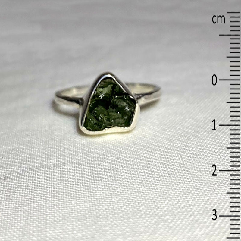 Raw Moldavite Ring- Size 6