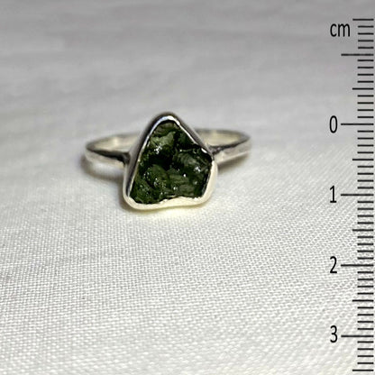 Raw Moldavite Ring- Size 6