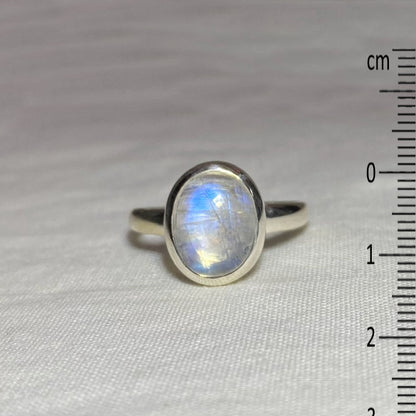 Oval Rainbow Moonstone Ring- Size 9