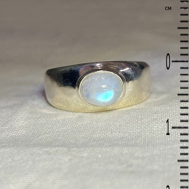 Oval Rainbow Moonstone Ring- Size 8