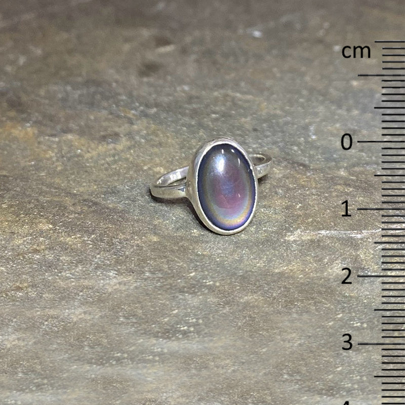 Oval Rainbow Obsidian Ring- Size 6