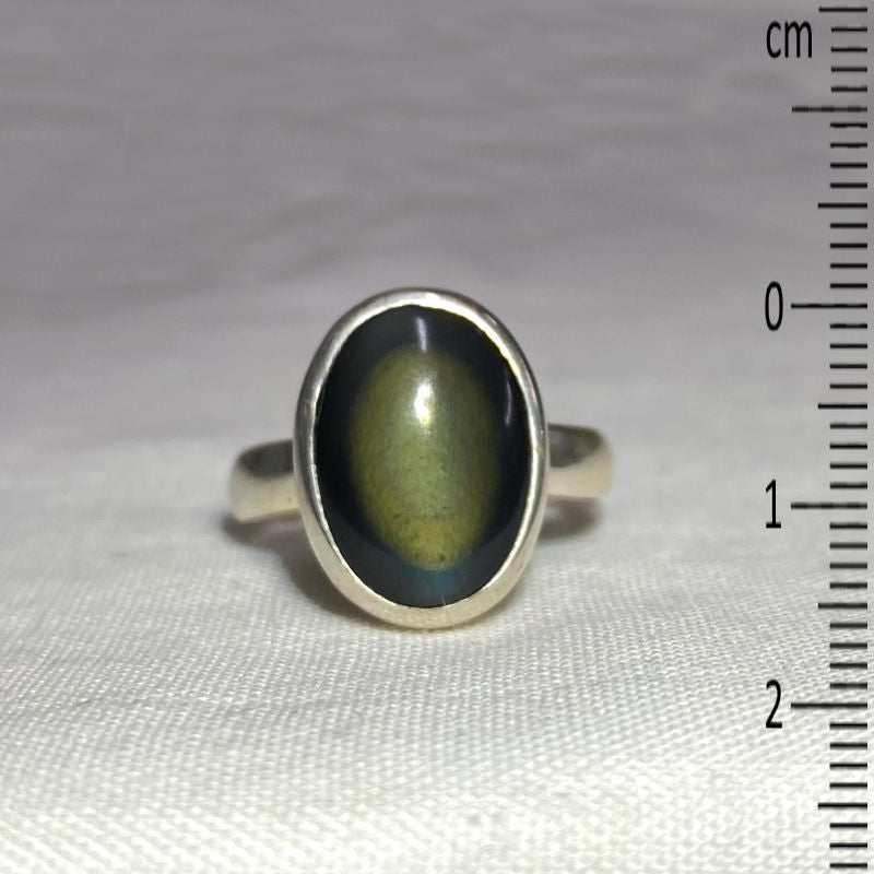 Oval Rainbow Obsidian Ring- Size 7