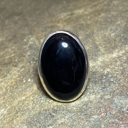Oval Black Onyx Ring- Size 8