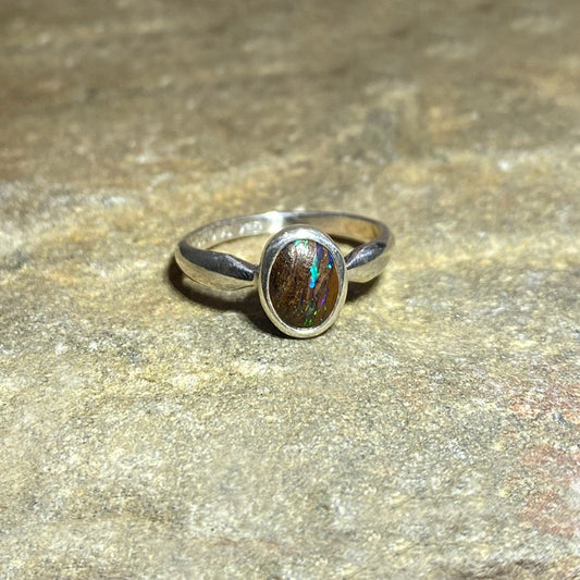 Oval Boulder Opal Ring- Size 6