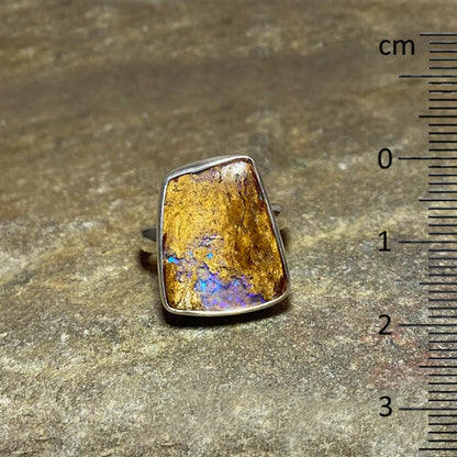 Freeform Boulder Opal Ring- Size 8.5
