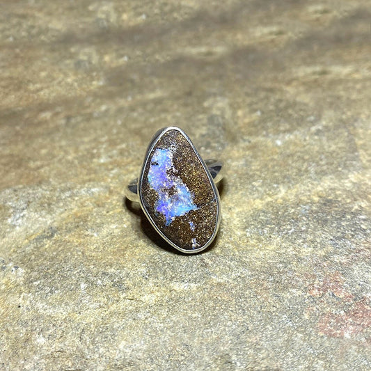 Freeform Boulder Opal Ring- Size 8