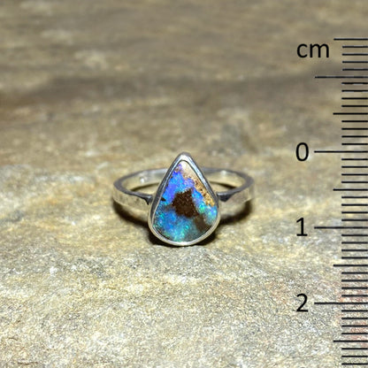 Teardrop Boulder Opal Ring- Size 8.5