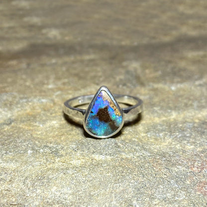 Teardrop Boulder Opal Ring- Size 8.5