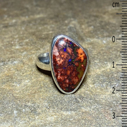 Freeform Mexican Fire Opal Ring- Size 7.5