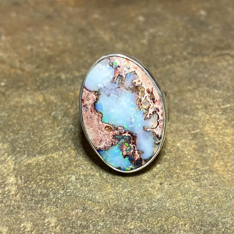 Oval Mexican Fire Opal Ring- Size 10