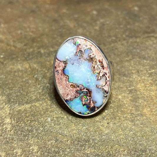 Oval Mexican Fire Opal Ring- Size 10