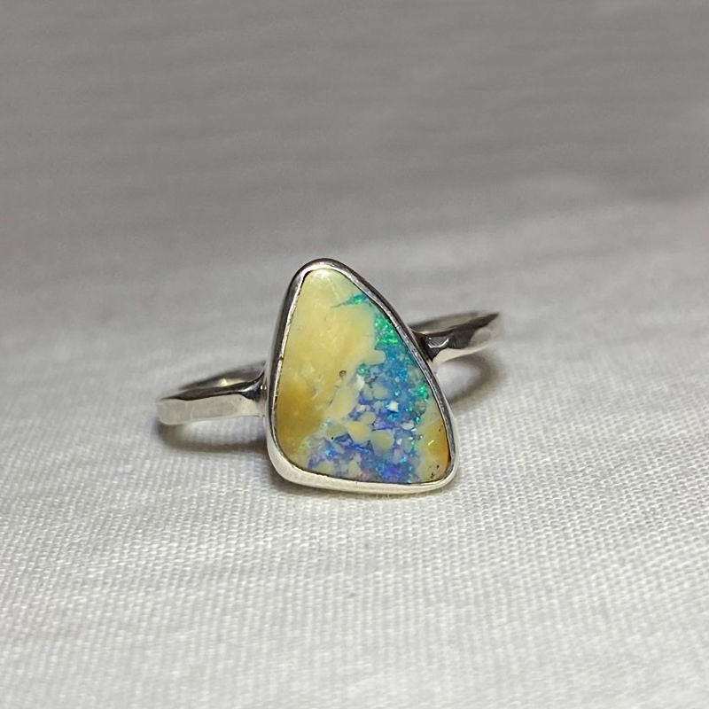 Triangle Boulder Opal Ring- Size 7.5