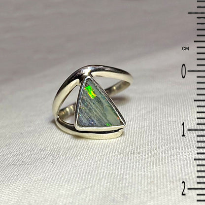 Triangle Boulder Opal Ornate Sterling Silver Ring- Size 8