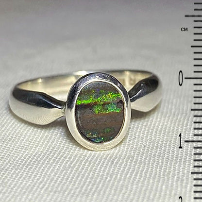 Oval Boulder Opal Ring- Size 8