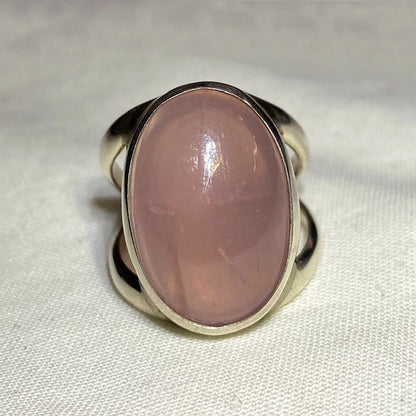 Oval Rose Quartz Ring- Size 7.5