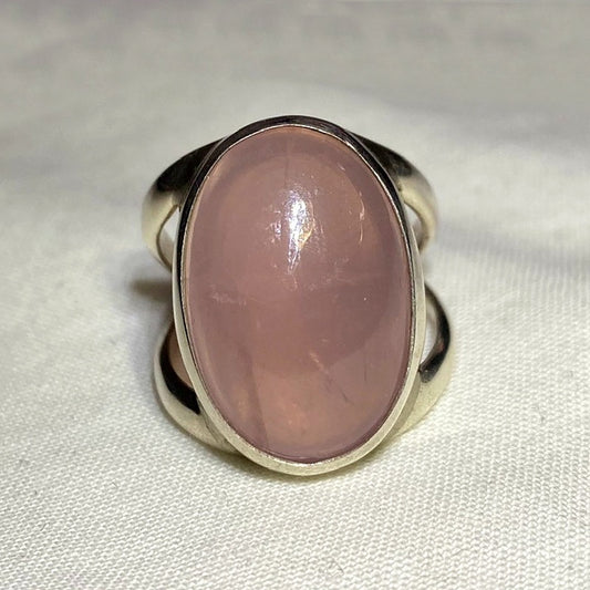 Oval Rose Quartz Ring- Size 7.5