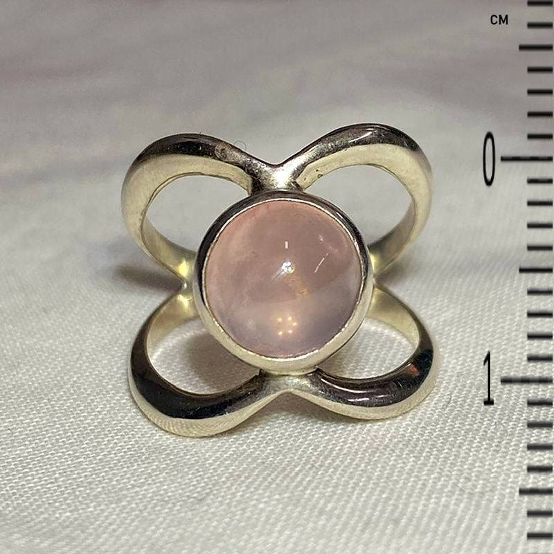 Round Rose Quartz Ring- Size 8