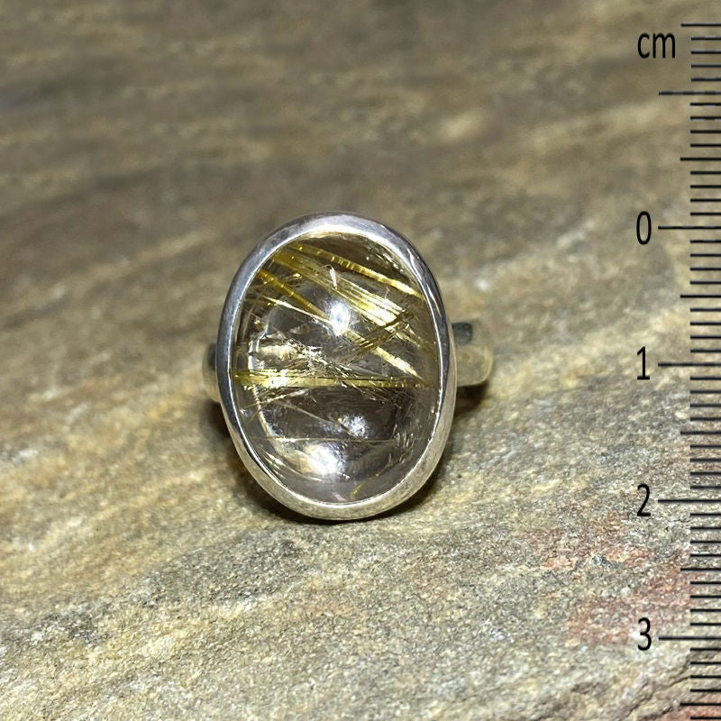 Oval Rutilated Quartz Ring- Size 10