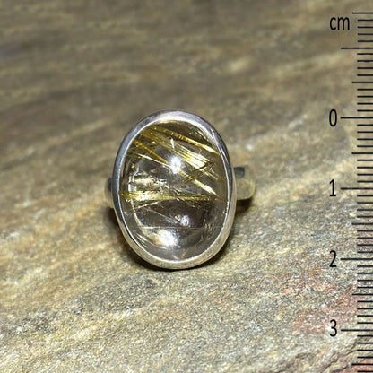 Oval Rutilated Quartz Ring- Size 10