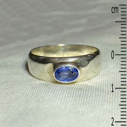 Faceted Oval Blue Sapphire Ring- Size 7.5