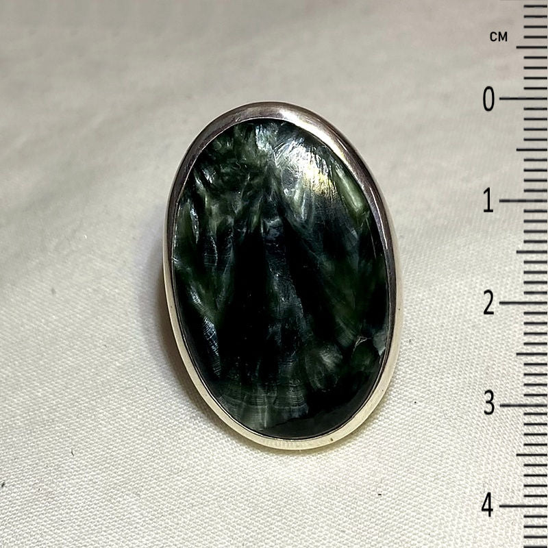 Oval Seraphinite Ring- Size 8.5