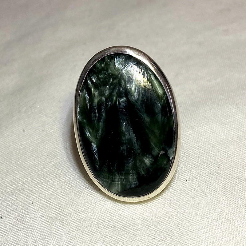 Oval Seraphinite Ring- Size 8.5