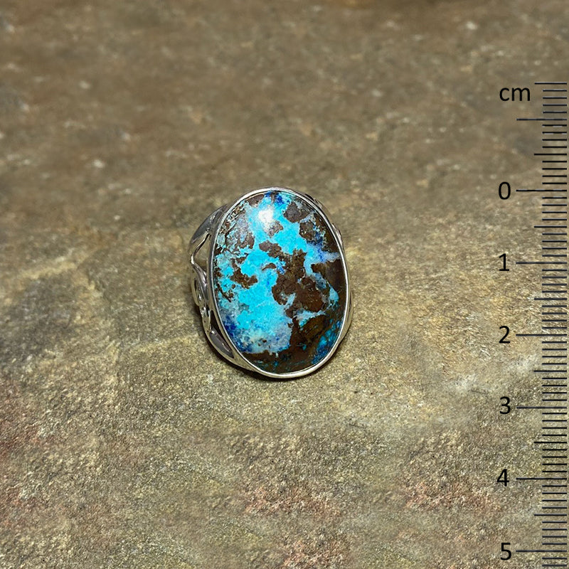 Oval Shattuckite Swirling Sterling Silver Ring- Size 9