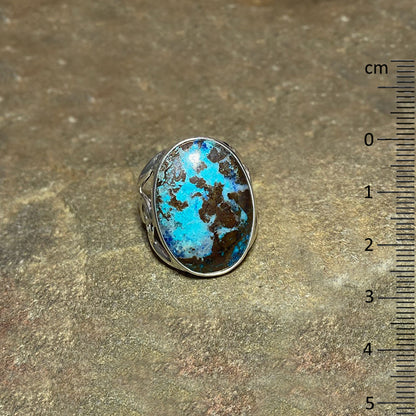 Oval Shattuckite Swirling Sterling Silver Ring- Size 9
