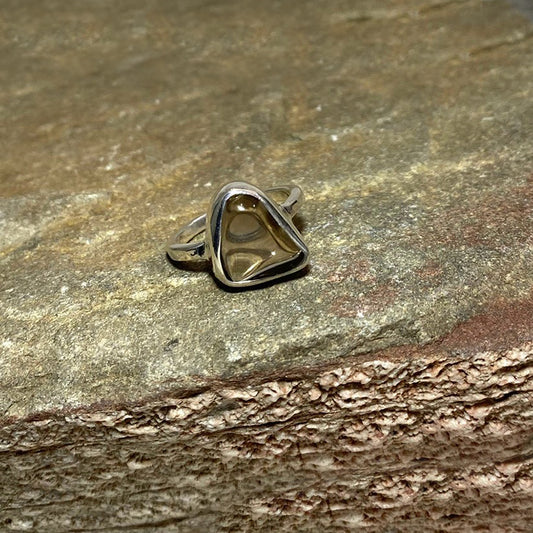 Freeform Tumbled Smokey Quartz Ring- Size 7