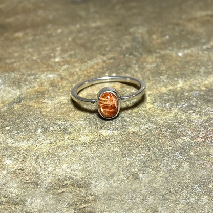 Oval Sunstone Ring- Size 7