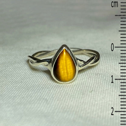 Teardrop Tigers Eye Ring- Size 7.5