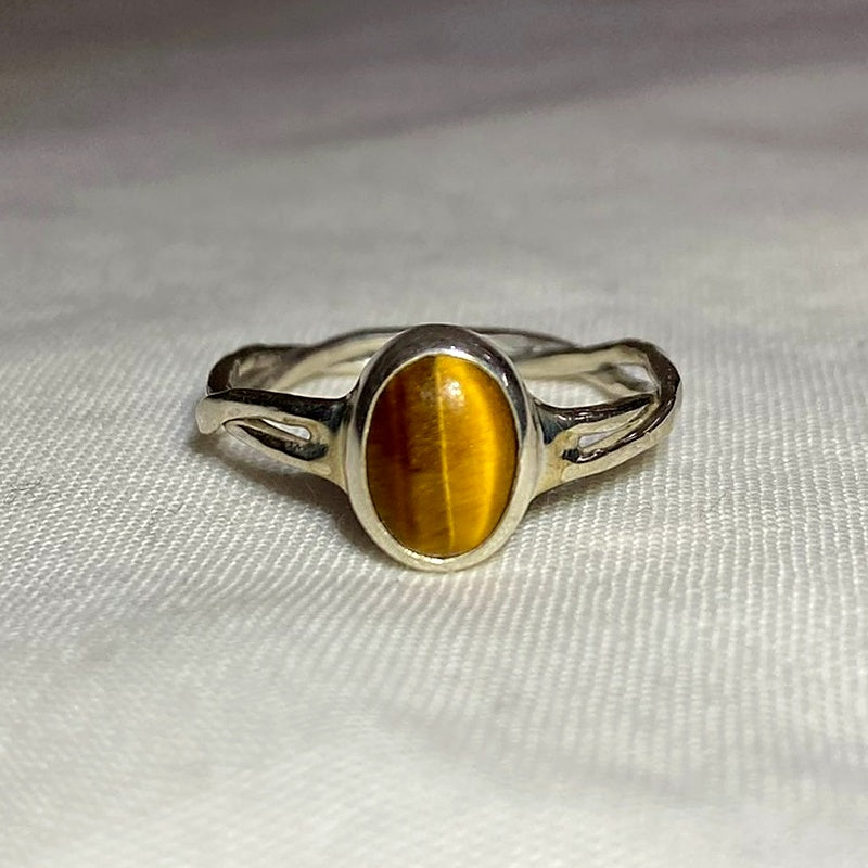 Oval Tigers Eye Ring- Size 7.5