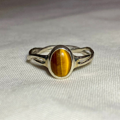 Oval Tigers Eye Ring- Size 7.5