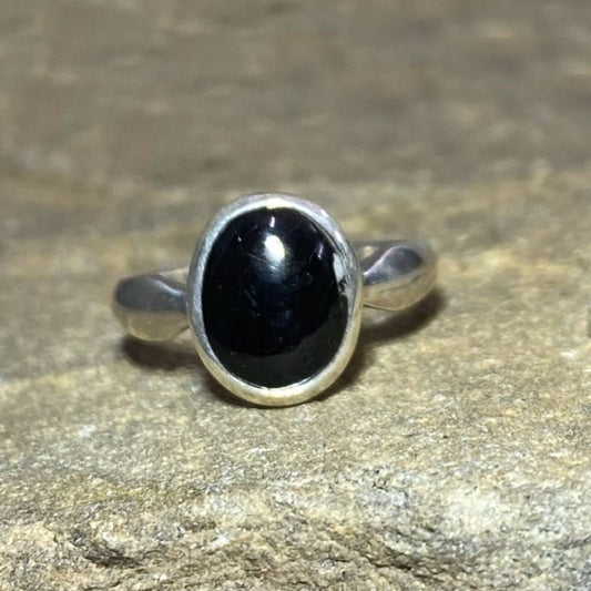 Oval Black Tourmaline Ring- Size 7