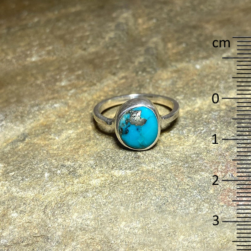 Freeform Turquoise With Pyrite Inclusion Ring- Size 7.5