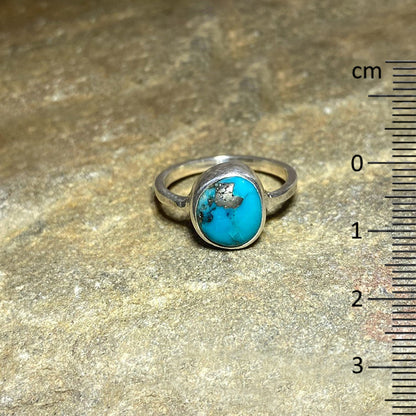 Freeform Turquoise With Pyrite Inclusion Ring- Size 7.5