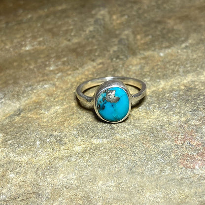 Freeform Turquoise With Pyrite Inclusion Ring- Size 7.5