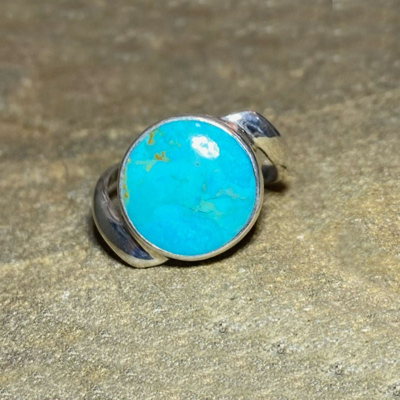 Round Turquoise Ring- Size 8