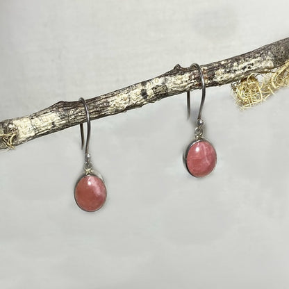 Oval Rhodocrosite Earrings