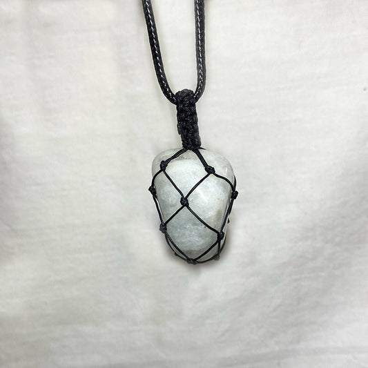 Adjustable Corded Tumbled Aquamarine Necklace